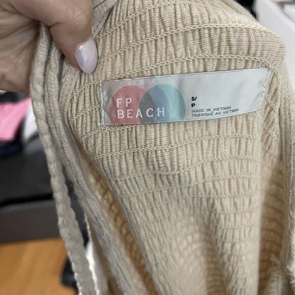 Free People FP beach Spell On You Maxi gauze cinch Dress tan oat US Small - Picture 9 of 9